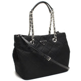 Prada Quilted Tessuto Nylon Chain Shoulder Tote Bag Black