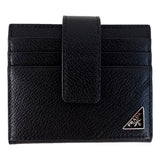 Prada Black Vitello Grain Leather Card  Bifold Wallet