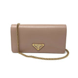 Prada Cipria Beige Vitello Move Leather Chain Wallet Crossbody Bag