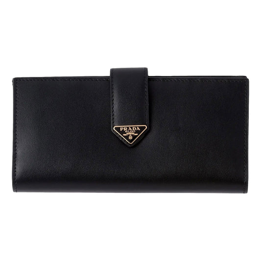 Prada City Smooth Calfskin Long Wallet in Nero Black