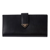 Prada City Smooth Calfskin Long Wallet in Nero Black