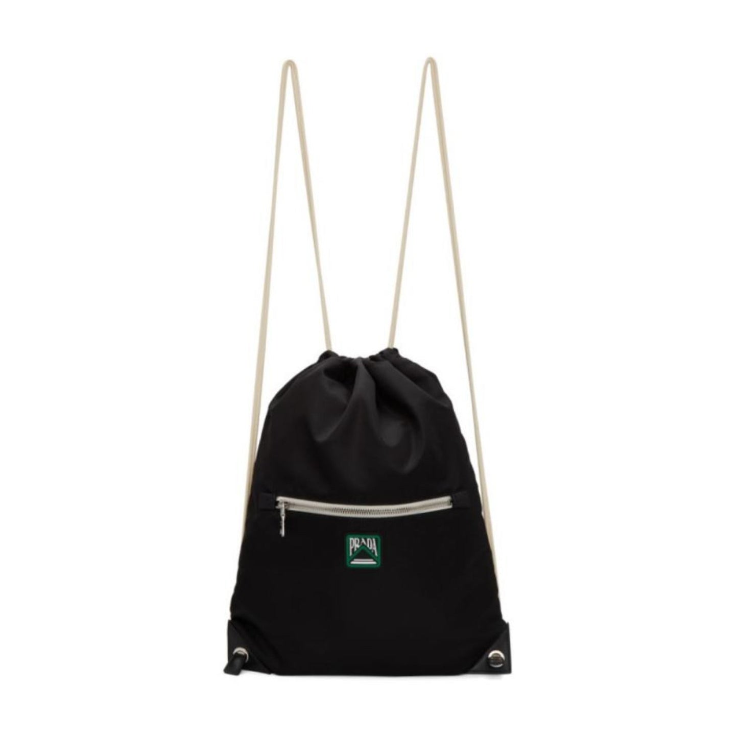 Prada Logo Zaino Black Tessuto Nylon Drawstring Sling Backpack