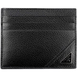Prada Nero Black Vitello Leather Card Holder Triangle Logo