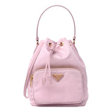 Prada Re-Nylon Alabastro Pink Saffiano Duet Bucket Crossbody Bag