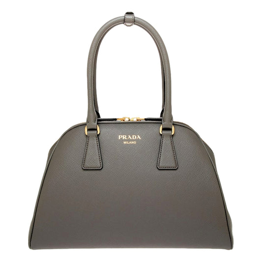 Prada Saffiano Soft Calfskin Top Handle Handbag Medium Marmo Gray