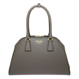 Prada Saffiano Soft Calfskin Top Handle Handbag Medium Marmo Gray