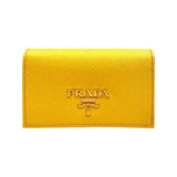 Prada Saffiano Yellow Leather Card Case Wallet
