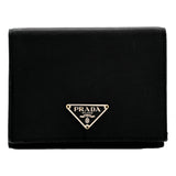 Prada Tessuto Nylon Tri-Fold Compact Wallet Black