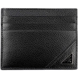 Prada Vitello Micro Grain Black Triangle Logo Cardholder Wallet