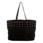 Saint Laurent Boucle Studded Black Raffia Leather Shopping Tote