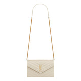 Saint Laurent Cassandre Envelope Chain Wallet Crossbody Bag in Crema White