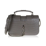 Saint Laurent Charlotte Crocodile Embossed Leather Grey Cross Body Bag