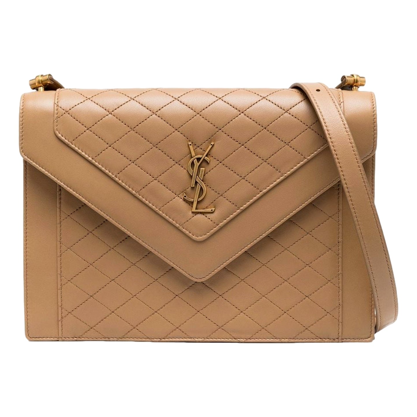 Saint Laurent Gabby Quilted Lambskin Shoulder Bag Light Brown