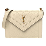 Saint Laurent Gabby Quilted Ivory Crema Lambskin Shoulder Bag