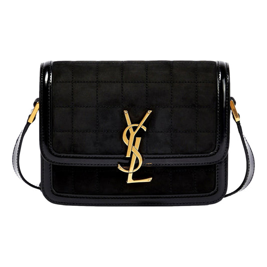 Saint Laurent Solferino Leather Black Quilted Suede Shoulder Bag