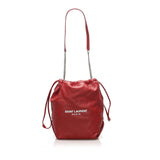 Saint Laurent Teddy Red Lambskin Leather Drawstring Bucket Bag 538447