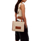 Versace Athena Raffia Leather Small Shopper Tote Beige