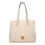 Versace La Medusa Quilted Tote Bag Ivory Leather Gold Hardware