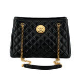 Versace La Medusa Black Quilted Nappa Leather Large Tote Bag
