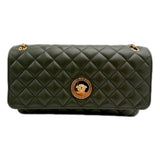 Versace La Medusa Olive Green Quilted Lambskin Chain Crossbody Bag