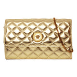 Versace Metallic Gold Leather Medusa Chain Wallet Bag